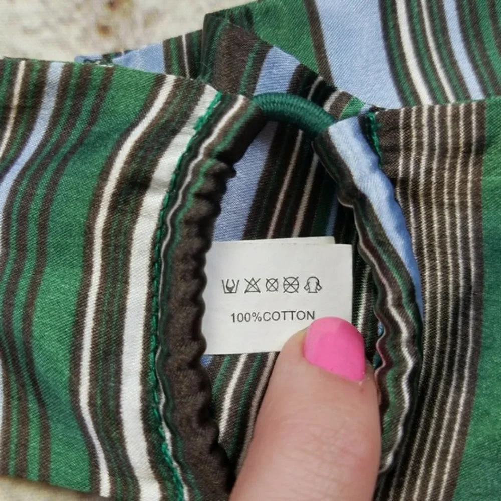Bump It Hair Voluminous Headband Headscarf Cotton Striped Green Brown Blue White